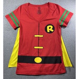 DC Comics Original red v neck shirt size Juniors XL/XLT